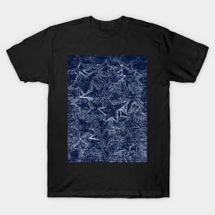 Dark Navy Blue Stars Pattern T-Shirt